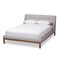 Baxton Studio Louvain Beige Upholstered Walnut-Finished Full Sized Platform Bed 146-8154 - alternate 1